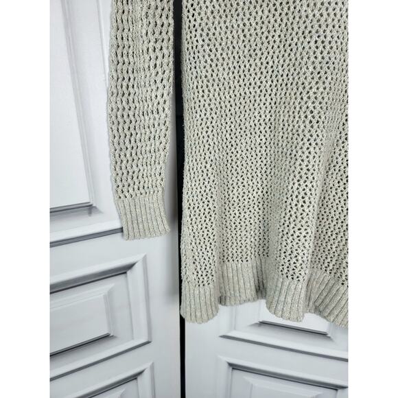 LUCKY BRAND LACE UP BEIGE CROCHET PULLOVER SWEATER - SIZE SMALL - Picture 7 of 8